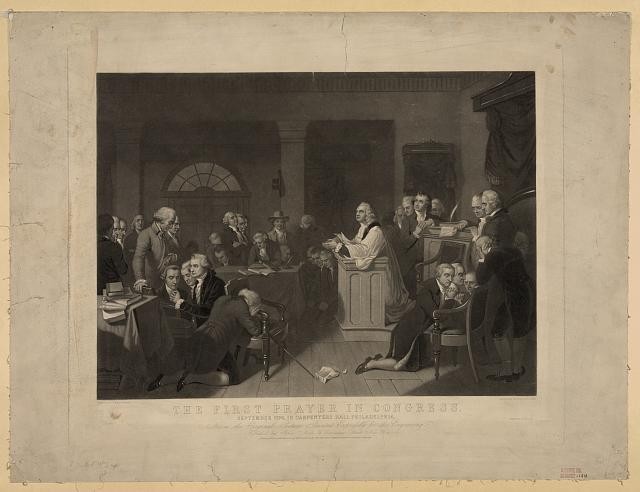 United States Congress 1774 The First Prayer in Congress 1848 Mezzotint