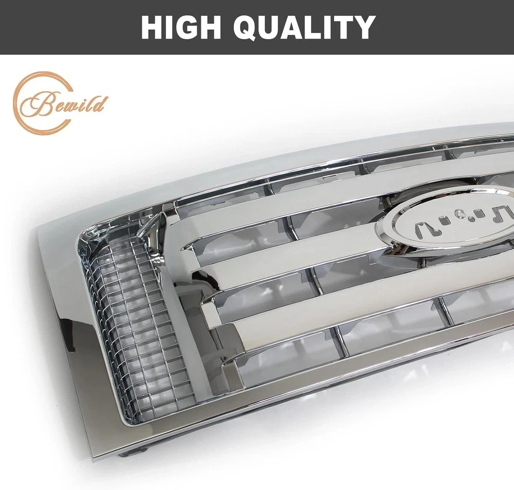 Front Bumper Grille Assembly Compatible with 2009-2014 Ford F-150 F150 XLT, Silv