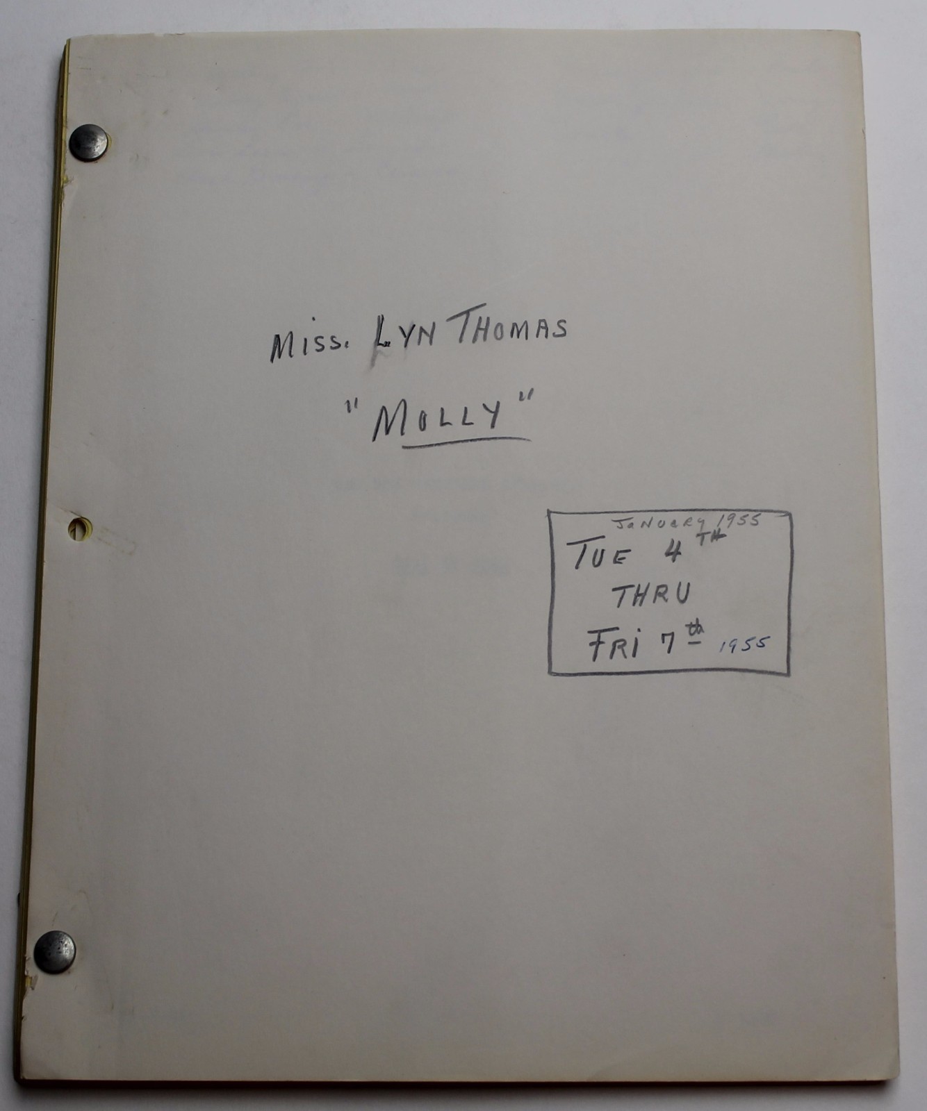 THE DOW CHEMICAL COMPANY / 1954 TV script, “Call it Free”