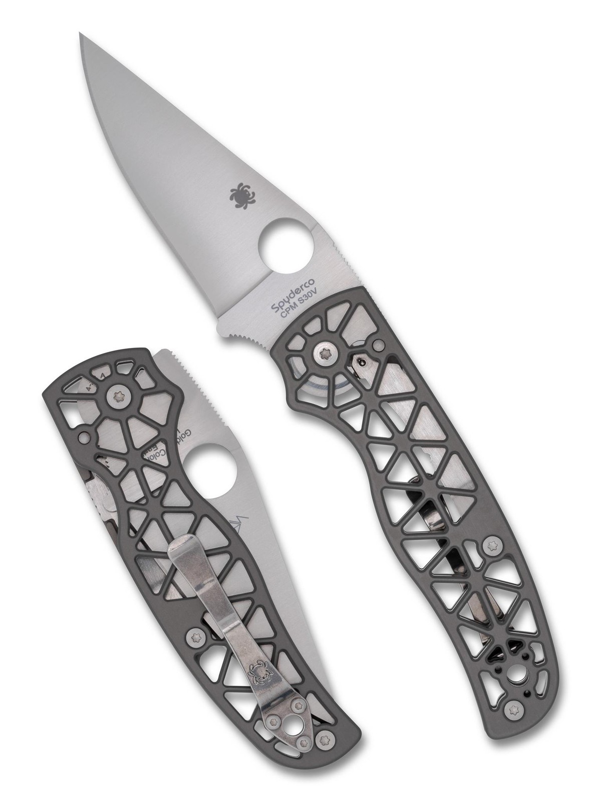 Spyderco Edgerati Folding Knife Satin Plain Edge S30V Blade Aluminum C266ALP