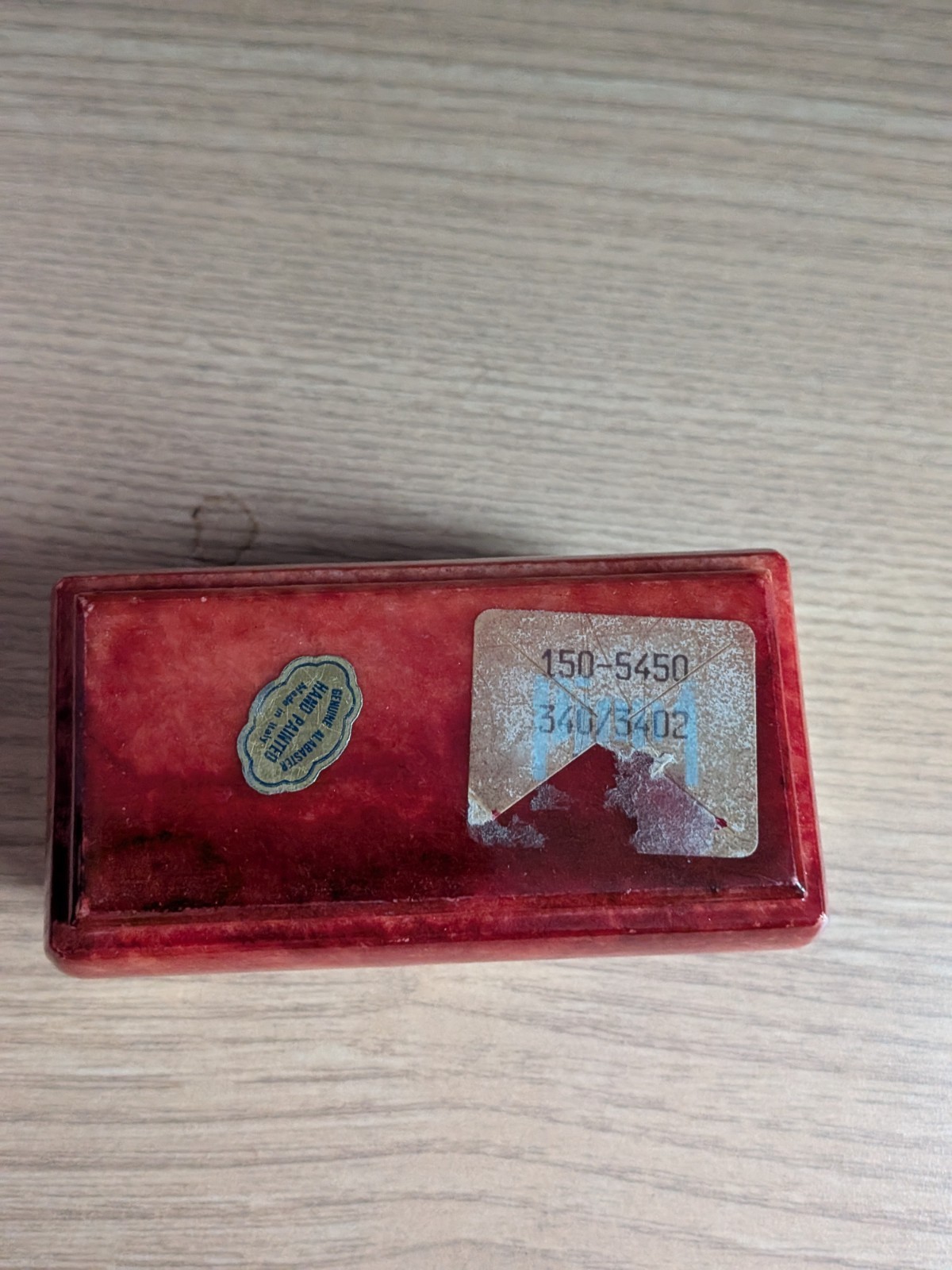 Vintage 1970s Hand Painted Genuine Alabaster Small Hinged Box Made in Italy