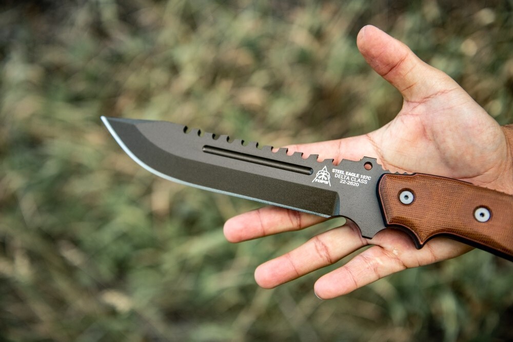 TOPS Eagle 107C Delta Hunter Fixed Knife 7.63″ 1095HC Steel Blade Micarta Handle