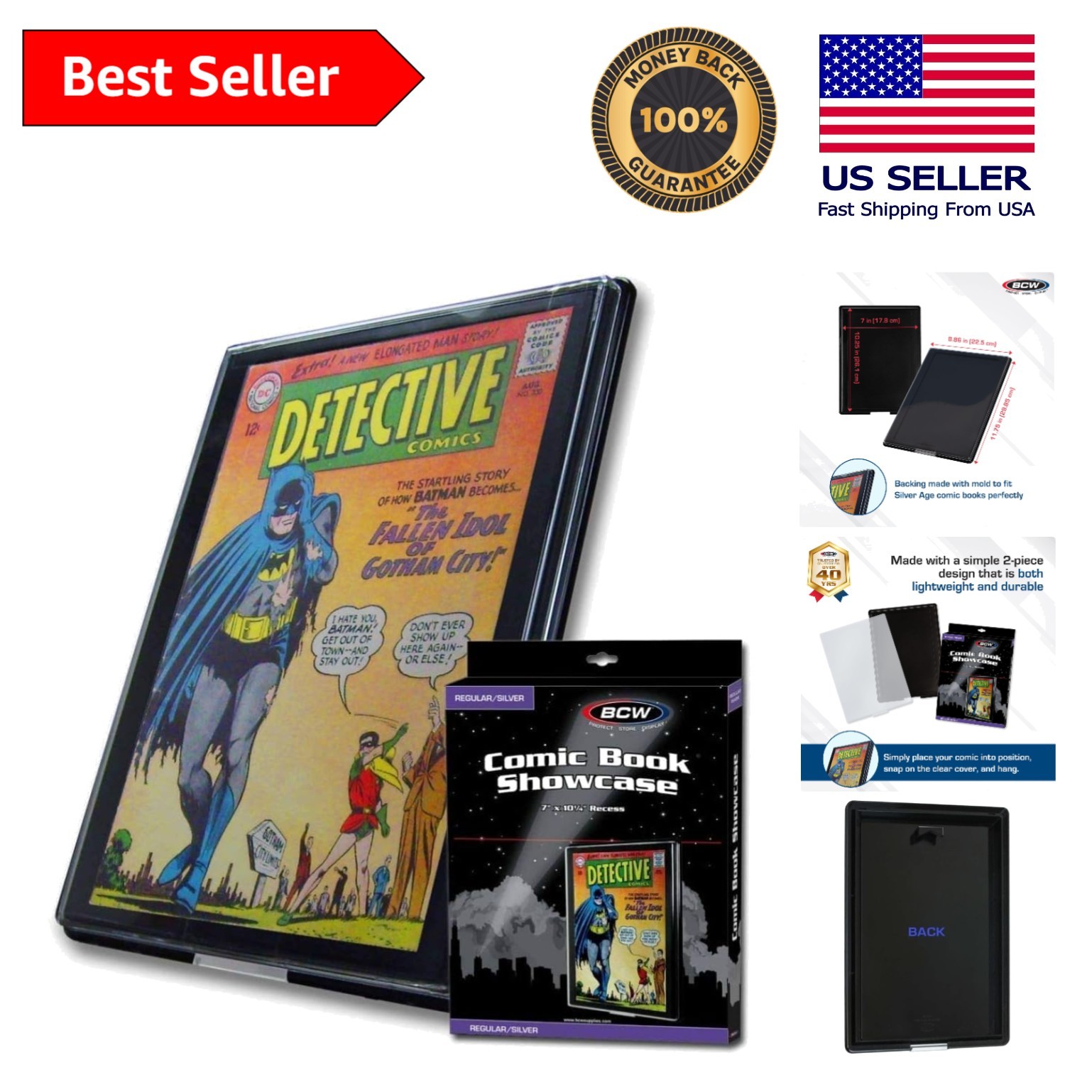 Durable Wall-Mount Comic Book Frame – 8.875 x 11.75 Inches, Easy Access Design