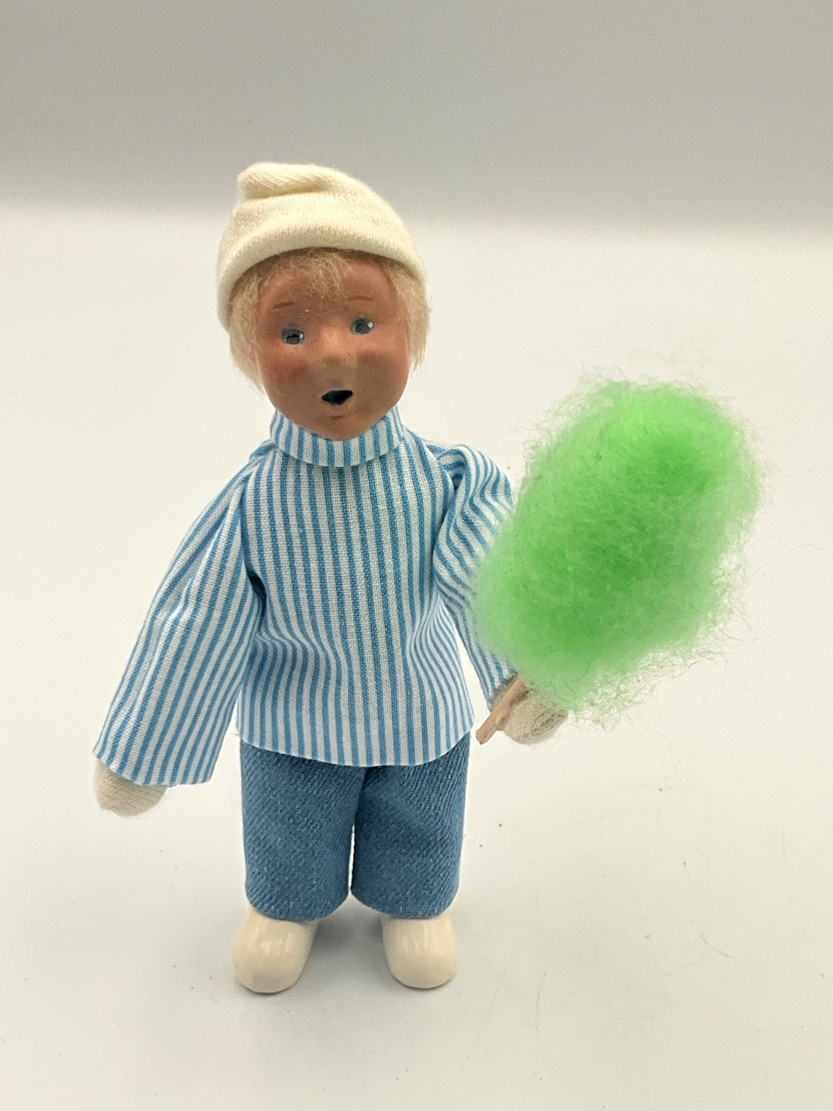 Byers Choice Toddler Tot Child Kid Boy w/ Green Cotton Candy on Stick