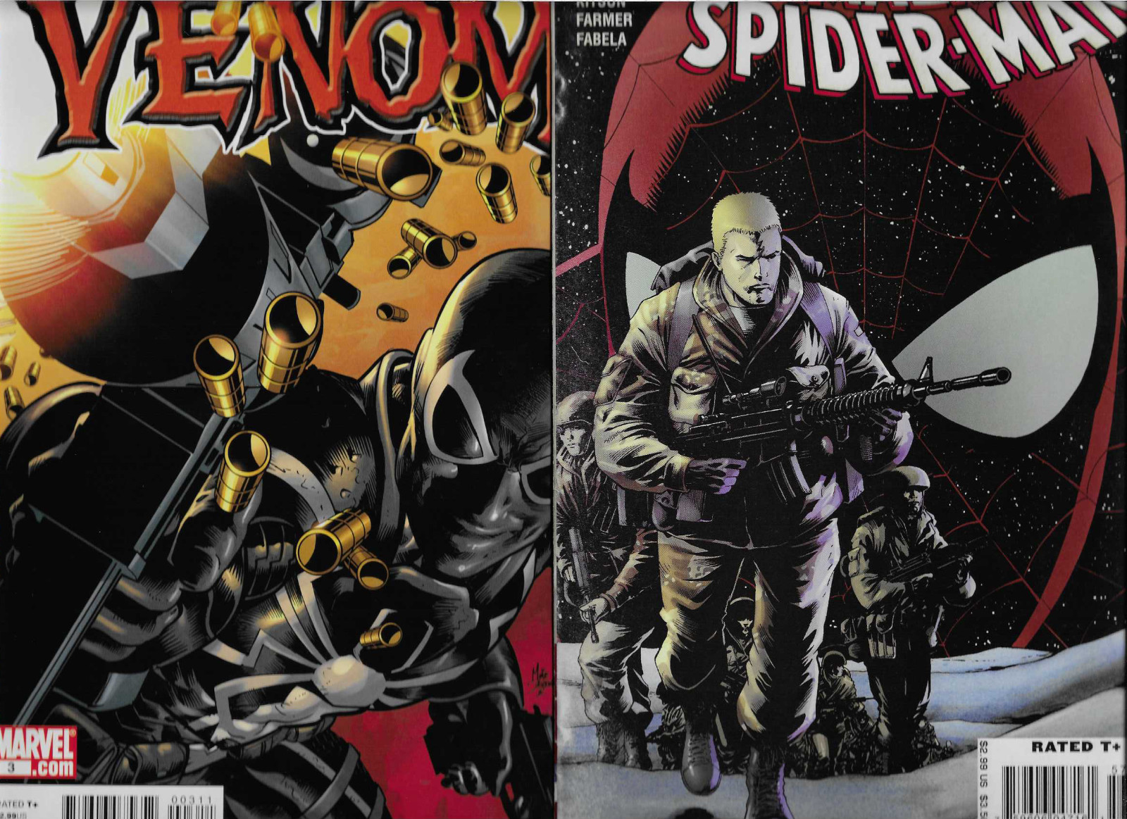 AMAZING SPIDER-MAN #574 (2008) FLASH THOMPSON WAR STORY + VENOM #3 EPIC COVER