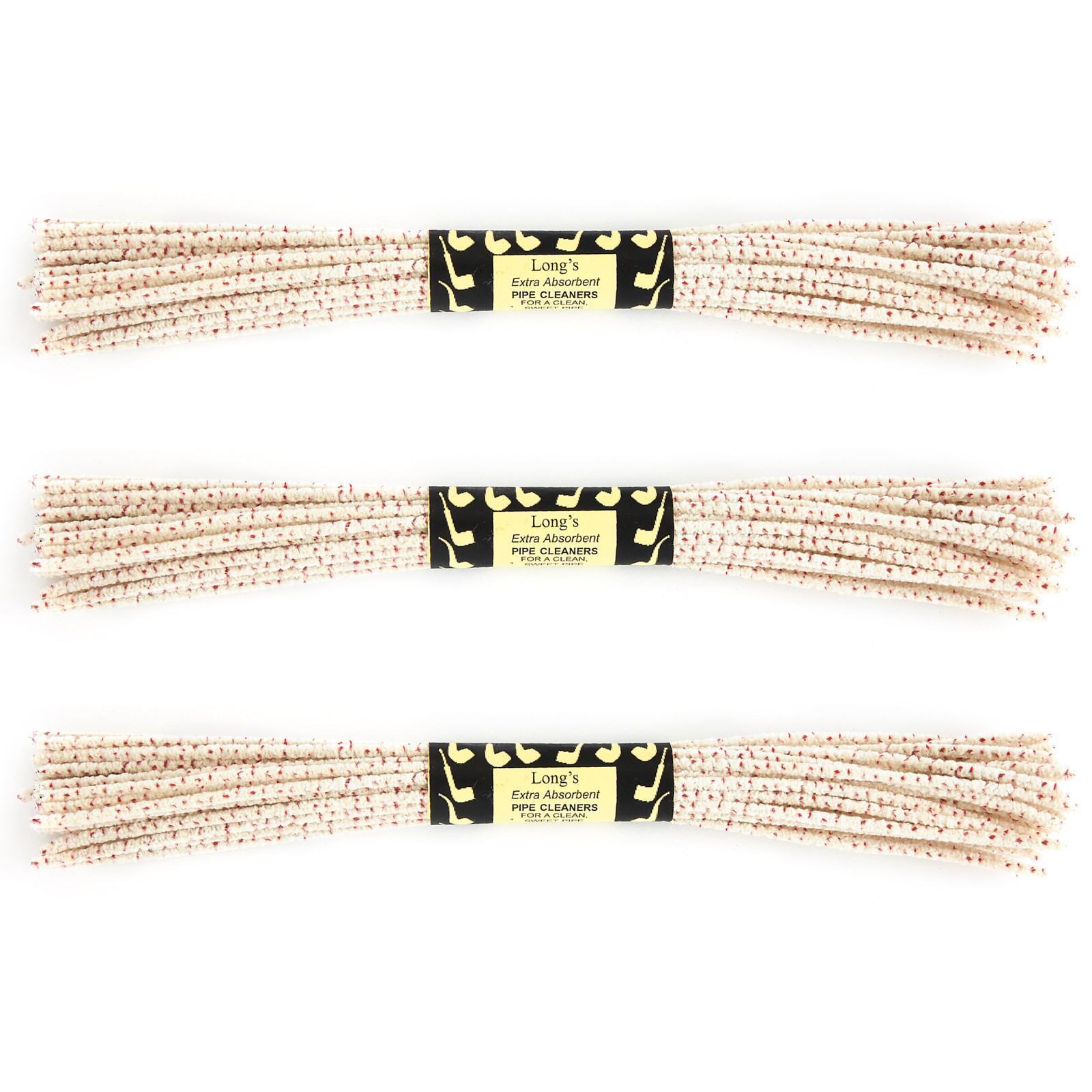 BJ Long Pipe Cleaners – 3 Bundles of 32 Churchwarden (12 Inch) Bristle Brush