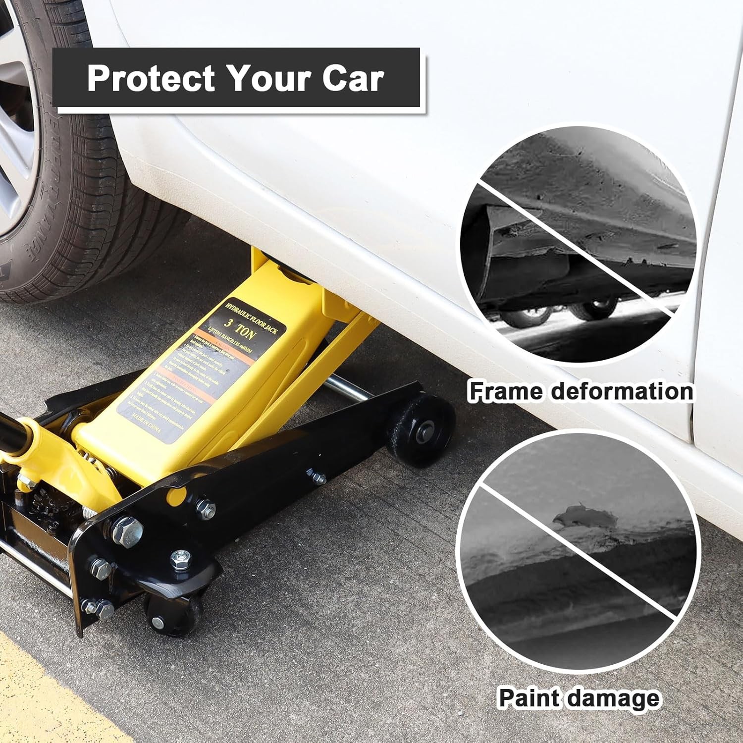 Floor Jack Rubber Pad 1 Pack, JUKFITA Durable Cushion Jack Pad, Pinch Weld Side
