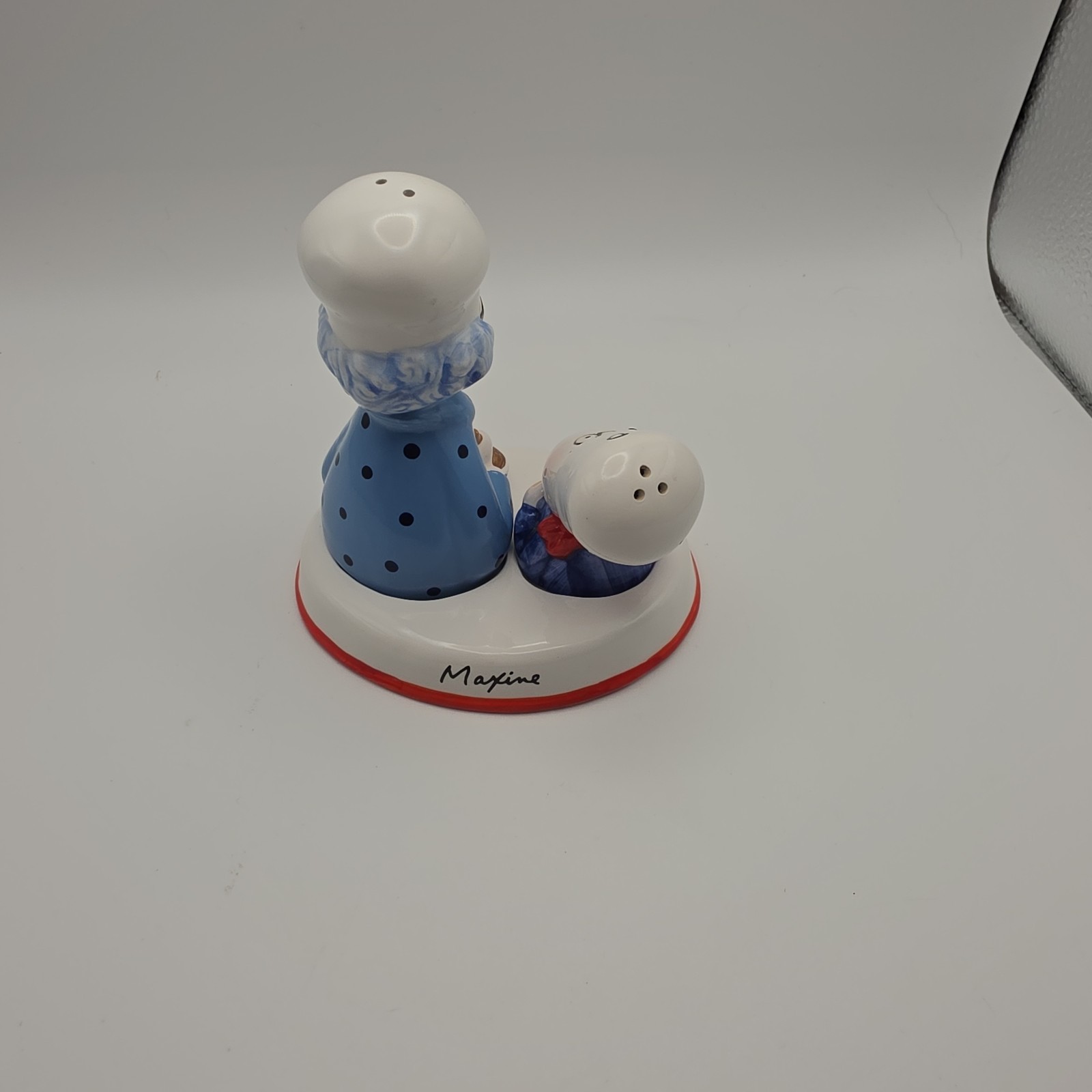 Hallmark Maxine & Floyd Eat Up & Do Dishes Salt & Pepper Shakers & Base Signed
