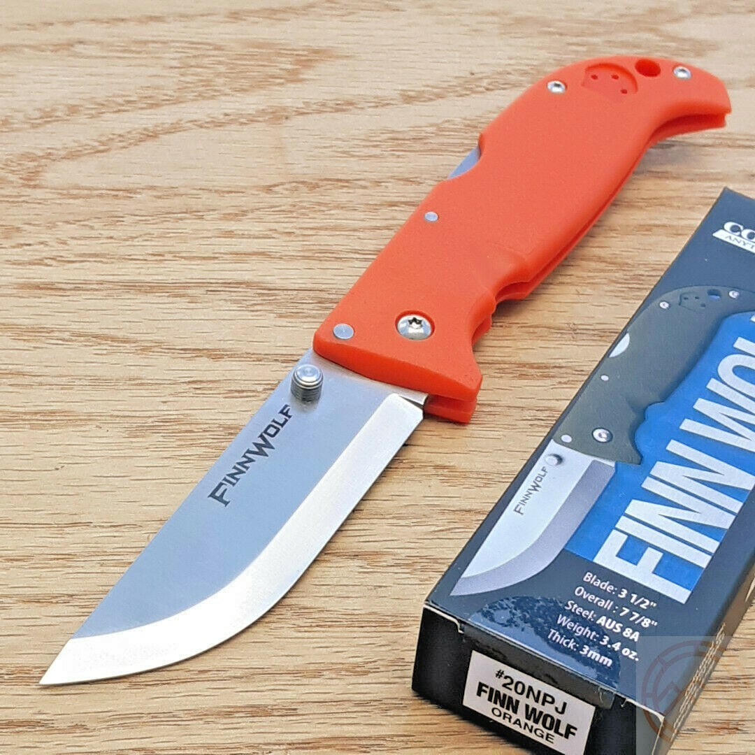 Cold Steel Finn Wolf Folding Knife 3.5″ Satin AUS-8A Steel Blade Griv-Ex Handle
