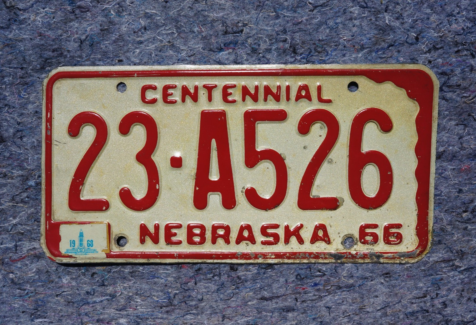 1966 1967 1968 BOONE County NEBRASKA Centennial License Plate