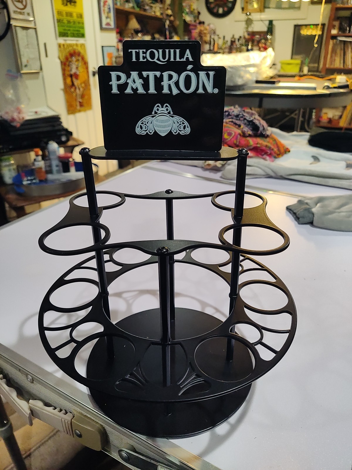 Patron Tequila Shot Glass Stand. Holds Up To 10 Shot Glasses.