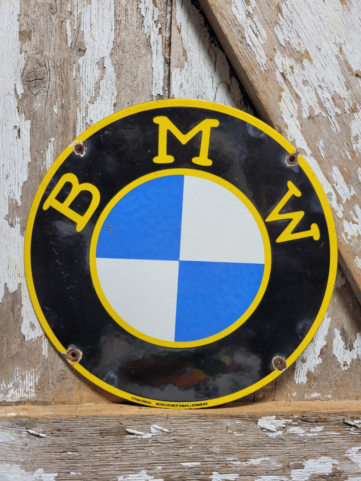 VINTAGE BMW PORCELAIN SIGN OLD GERMAN AUTOMOBILE MANUFACTURER GERMANY LUXURY CAR
