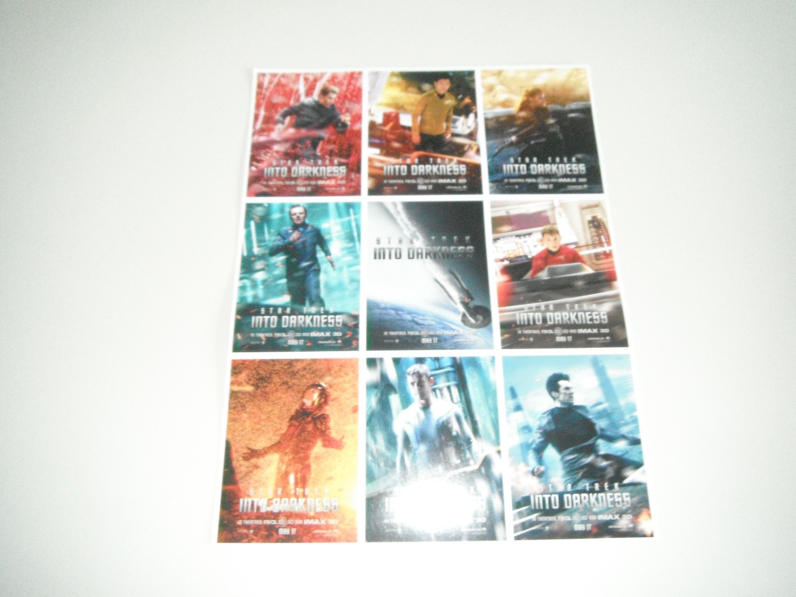 Star Trek Into Darkness Promo Movie Trading Cards Sheet – 9 Uncut – NEW! – RARE!