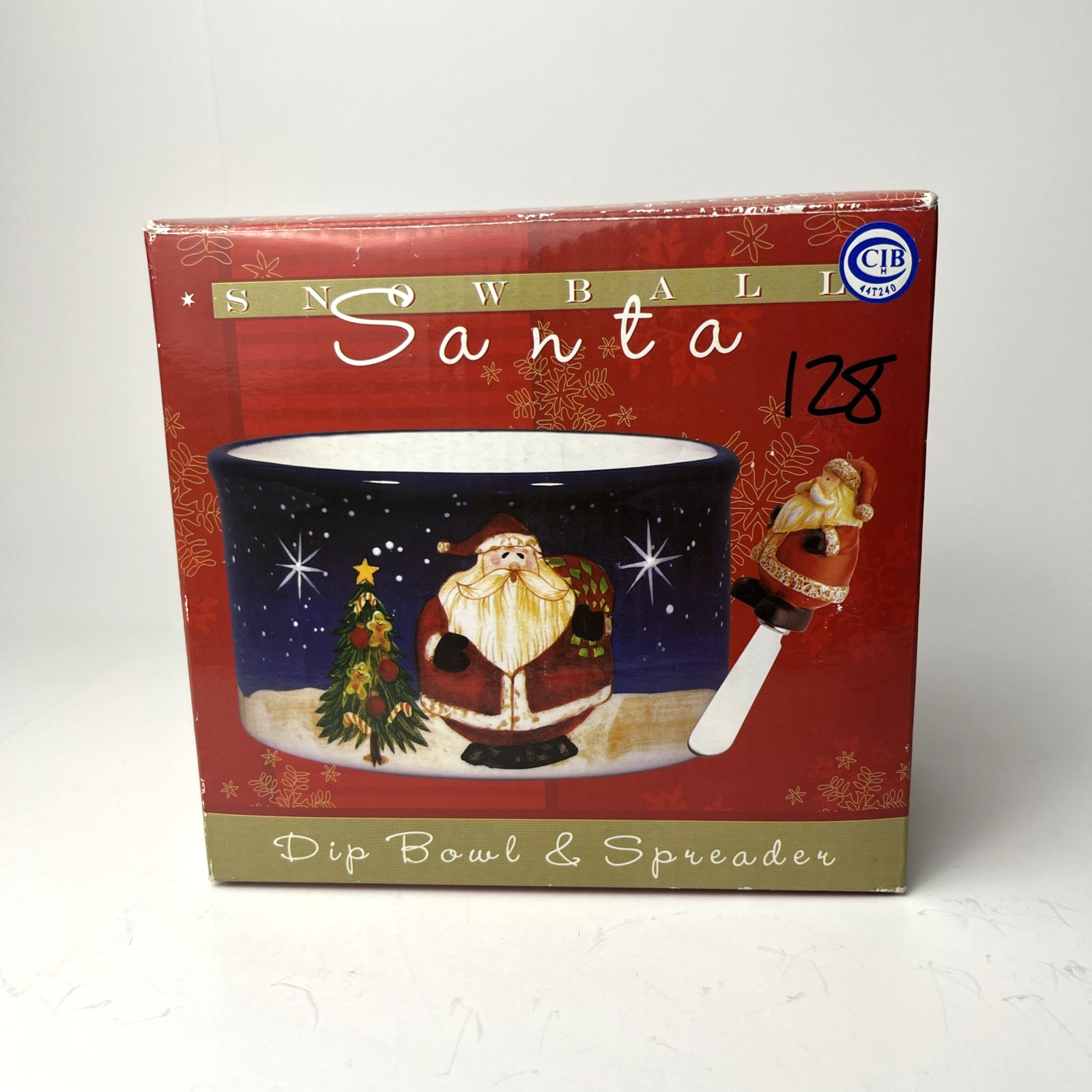 Certified International Snowball Santa Dip Bowl & Spreader Set Christmas Server