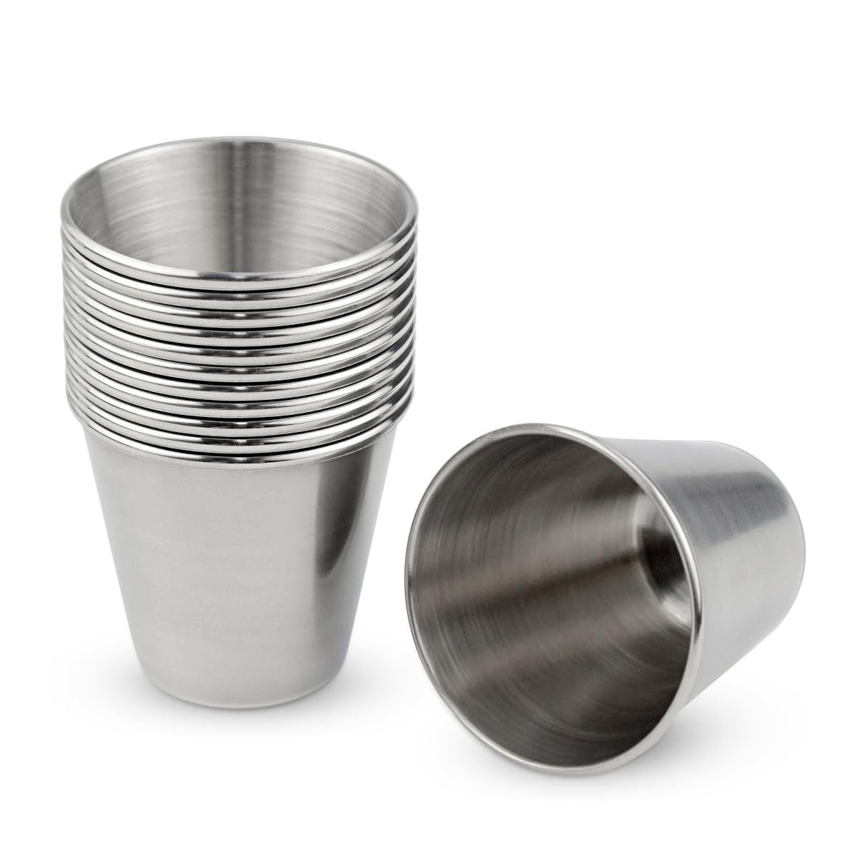 12 Pack Stainless Steel Shot Drinking Cups 1 Ounce Metal Small, Silver