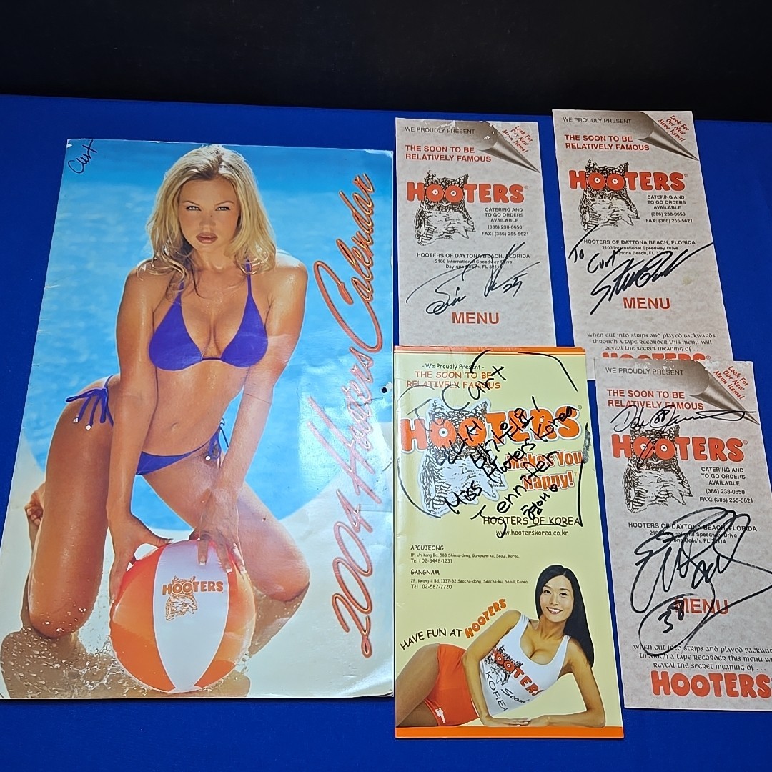 2004 Hooters Calendar & Menus Autographed Girls NASCAR
