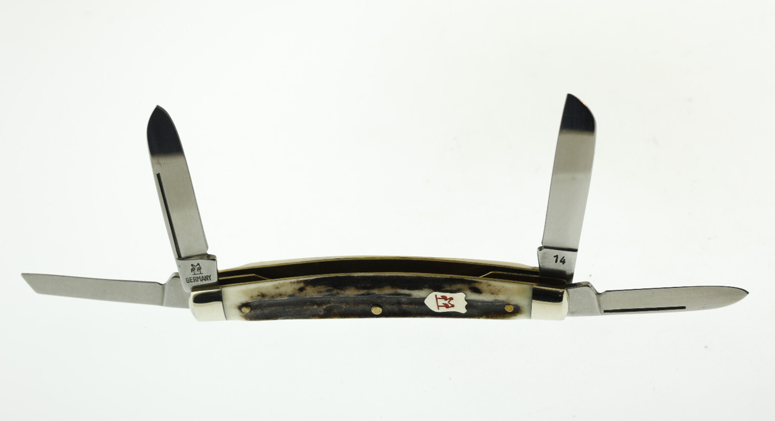 Robert Klaas Kissing Crane 14 4 Blade Folding Knife Stag Handle 3 3/4″ Congress