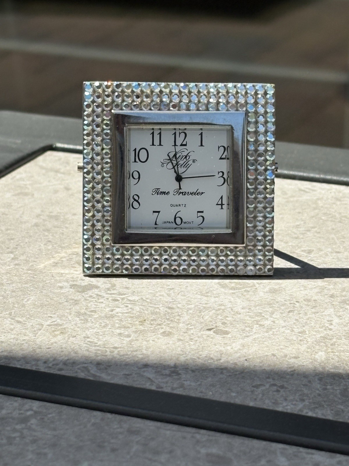 Kirks Folly ‘Rare’ Time Traveler Square Crystal Framed Clock Quartz New Battery