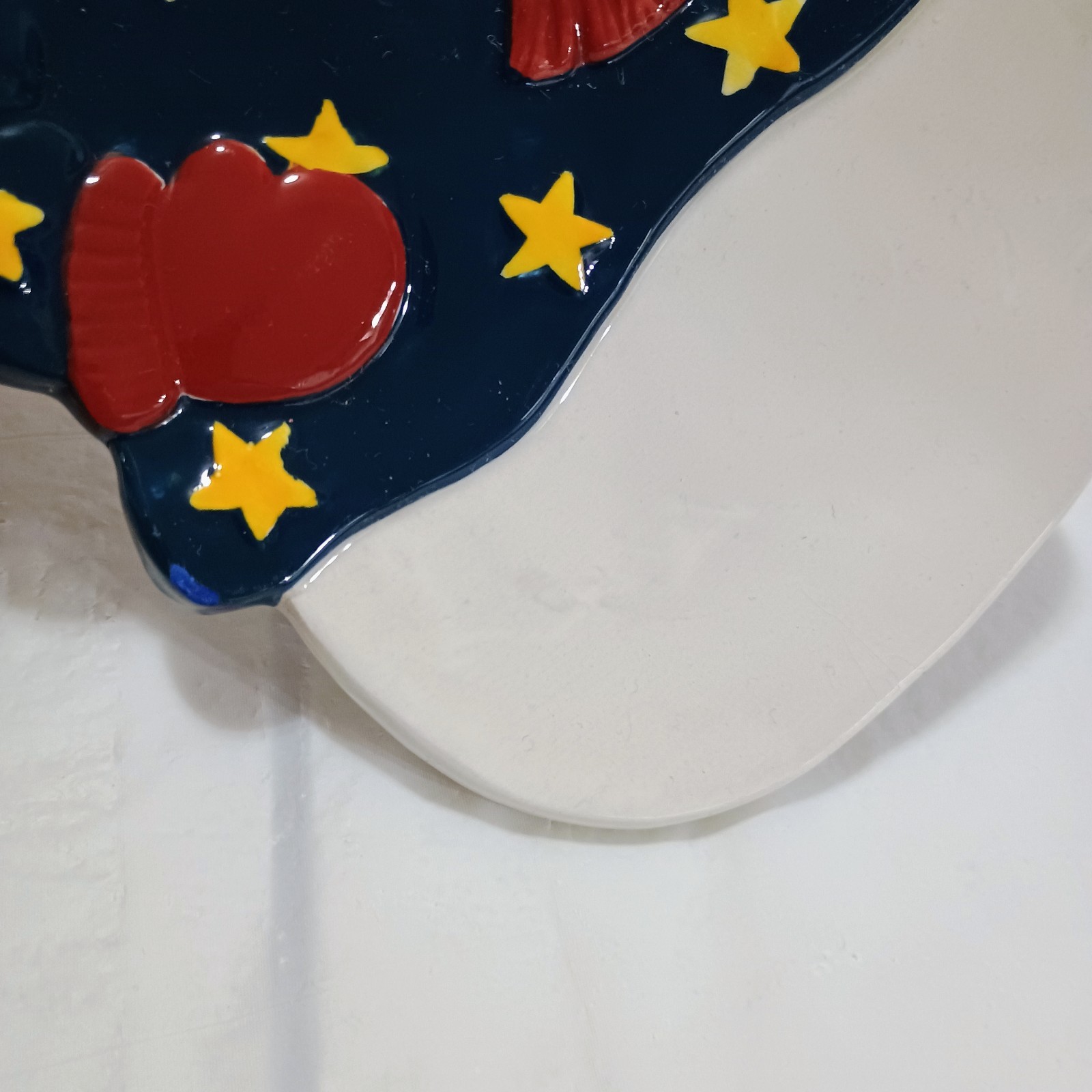 VINTAGE Boston Warehouse Patriotic Snowman Christmas Spoon Utensil Rest Holder