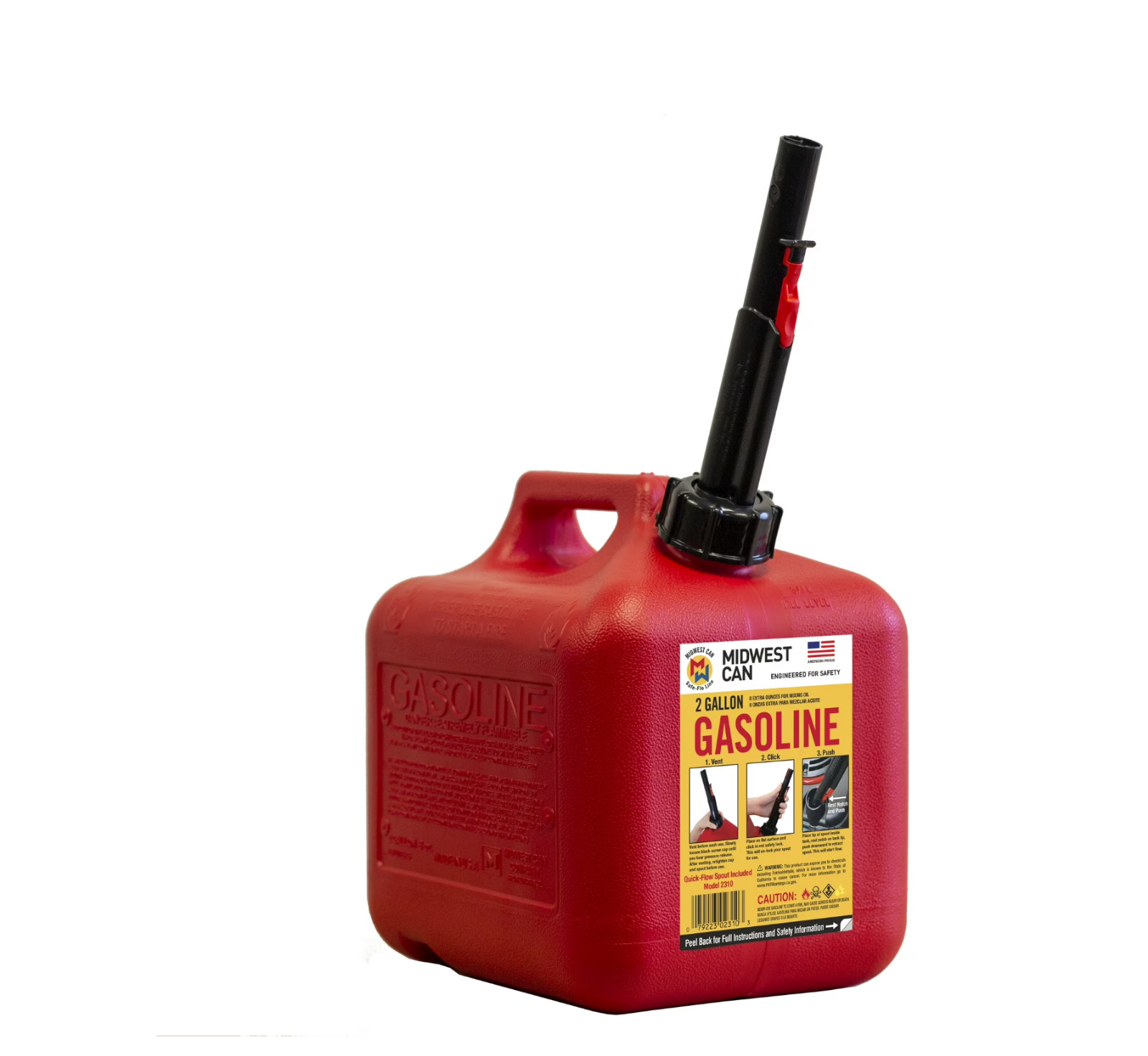 Auto Shut off Gasoline Can, 2 Gallon, 8 Oz. Cpacity, Red in Color, Model 2310-4
