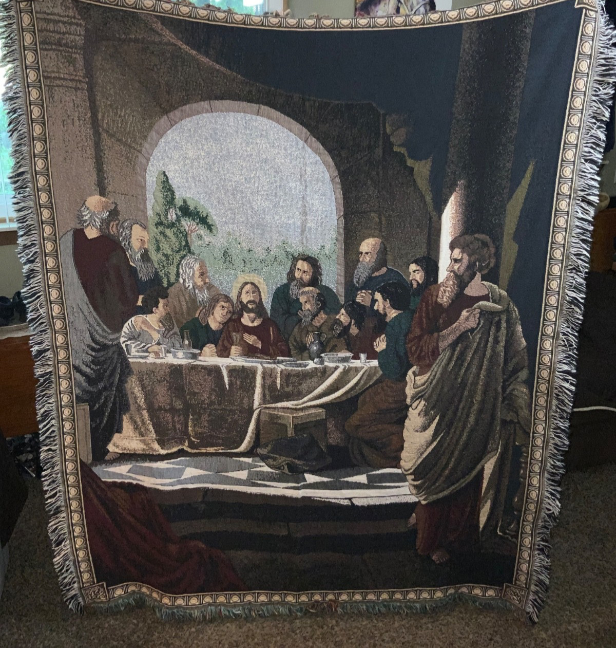 64’’x 52’’ Chatham Last Supper Throw Blanket Tapestry Jesus 12 Apostles