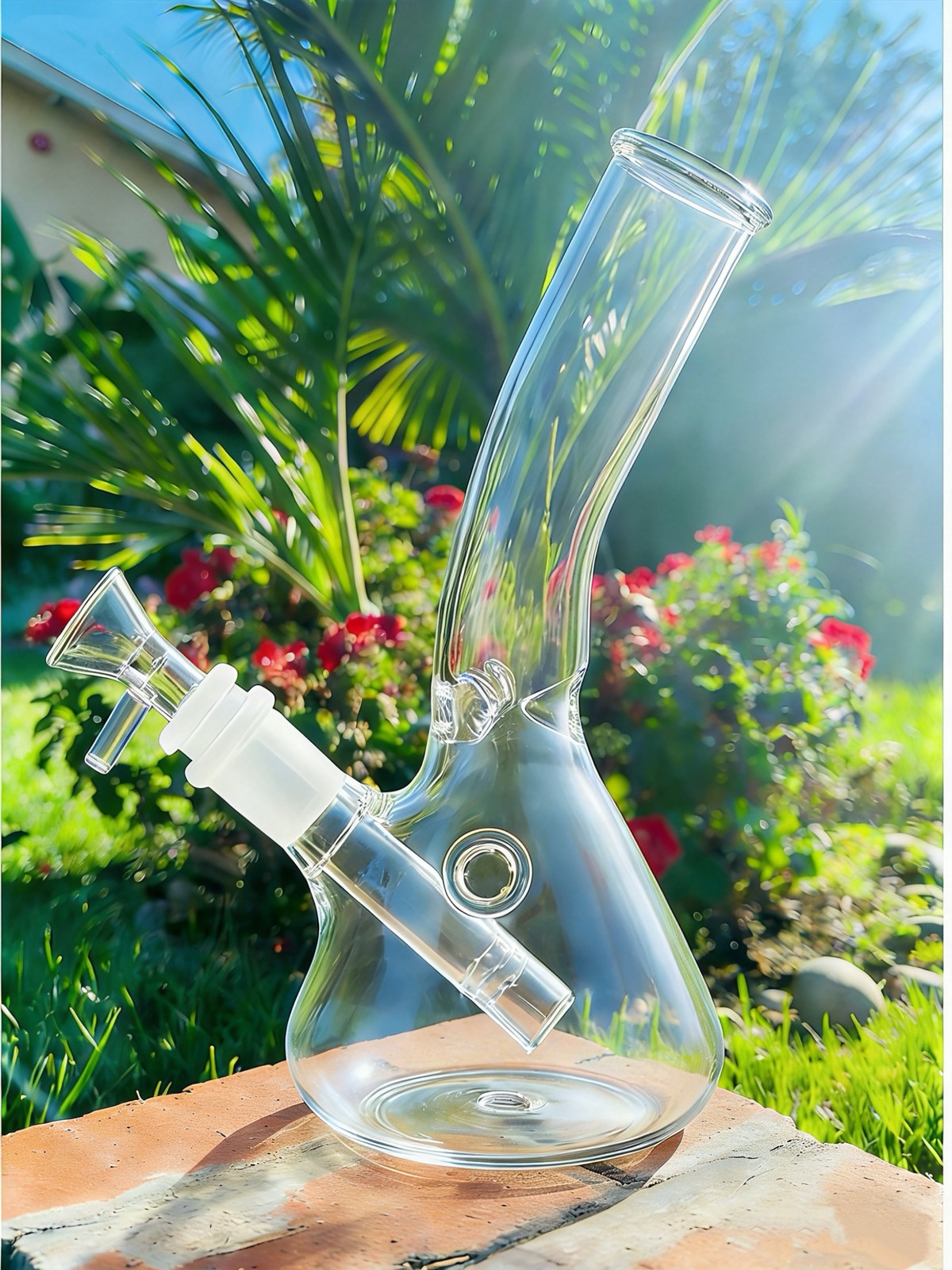 8 In Glass Bong Heavy Duty Glass Beaker Bong Water Pipe with 14mm Bowl & Screen