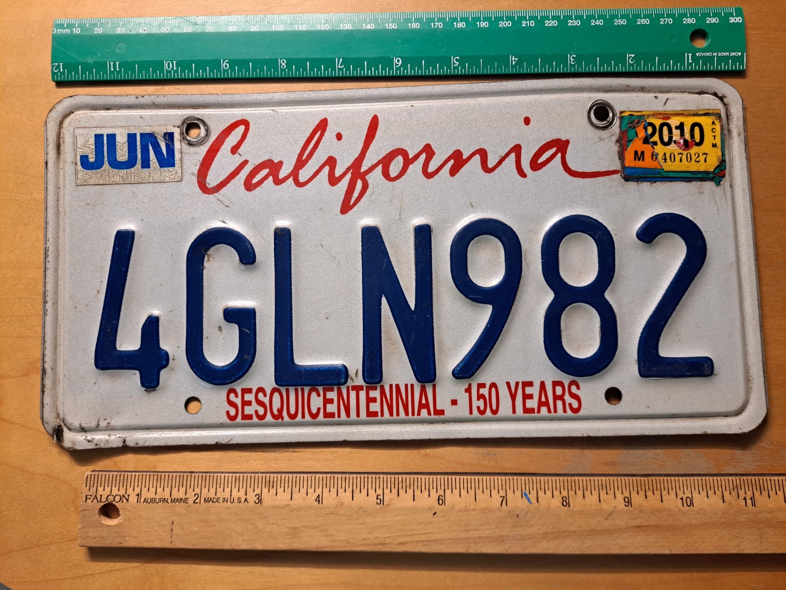 License Plate, California, Sesquicentennial, Passenger, 4 GLN 982