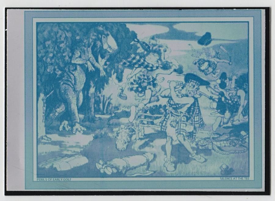 Perils of Early Golf Repro. Cyan Front Printing Plate- Silence At The Tee Card