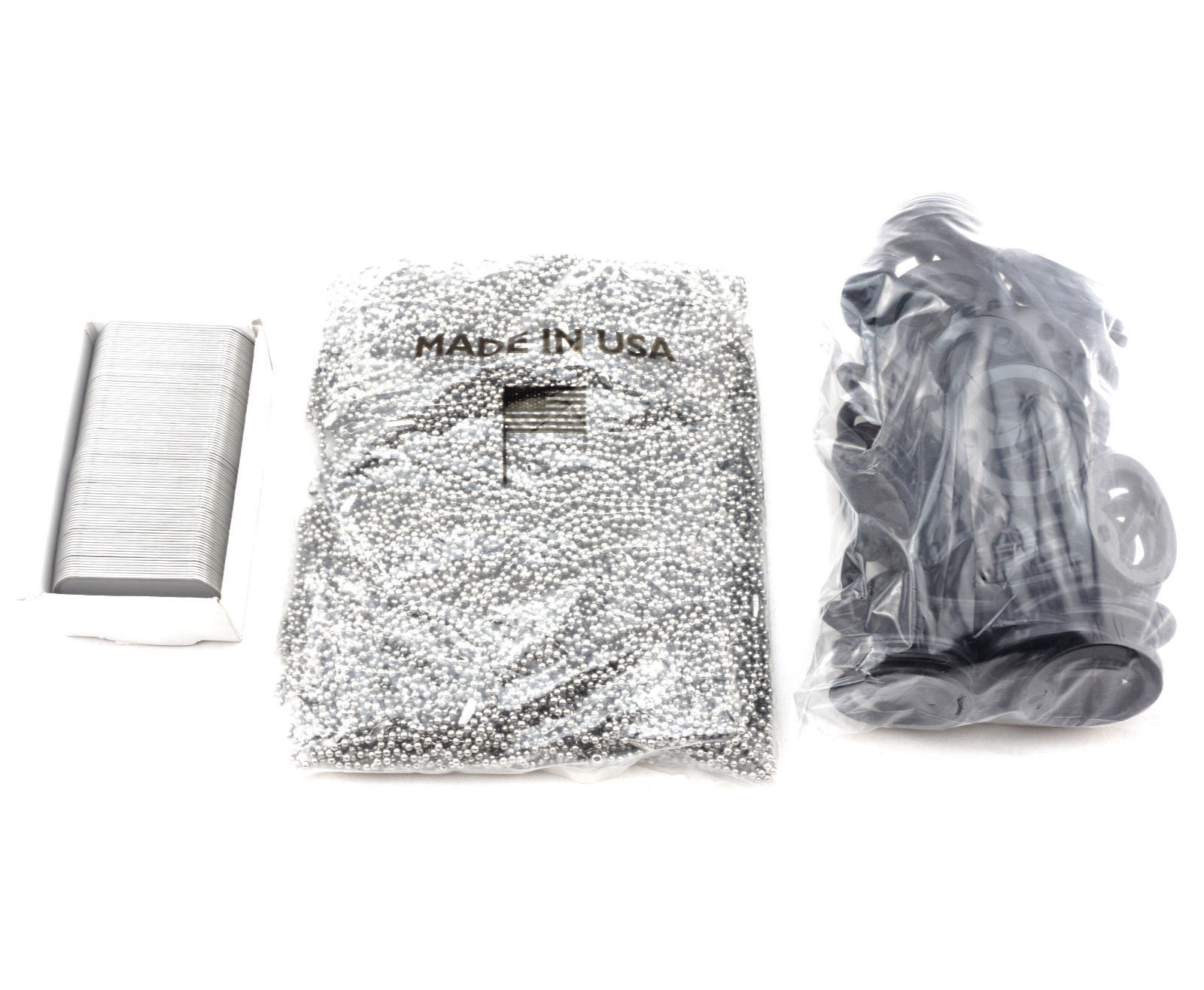 100 Stainless Steel Military Army Dog Tags + 30″ Ball Chains + Black Silencers