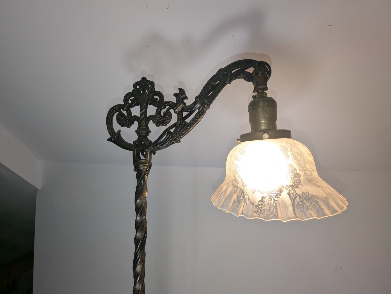 Antique Victorian Bridge Arm Floor Lamp THE SHADE NOT INCLUDED READ