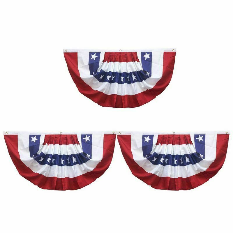 (3 Pack) 3×5 Ft USA AMERICAN BUNTING FLAG Americana PARADE BANNER bunting