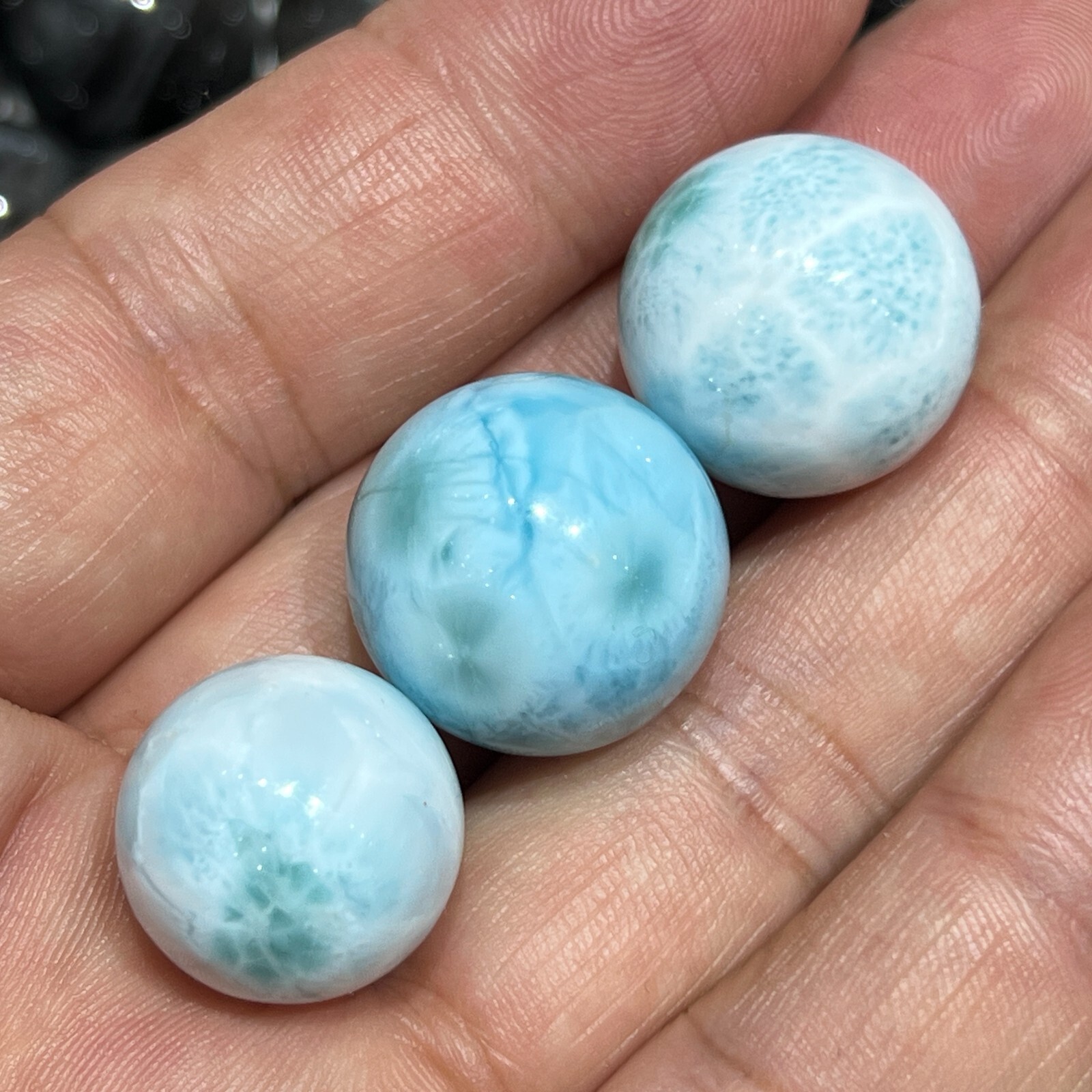 3pcs Natural Larimar Quartz Sphere Crystal Ball Reiki Healing17-20mm