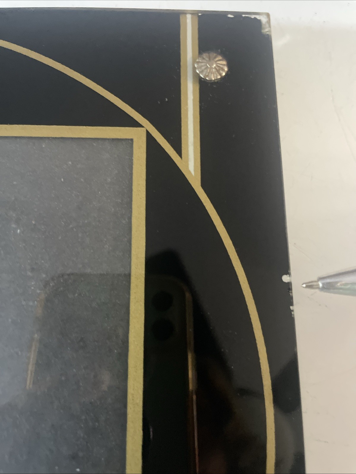 ART DECO Reverse Paint Picture Frame Black Beige Gold 10″X12″ (6.75″ X 8/75″)