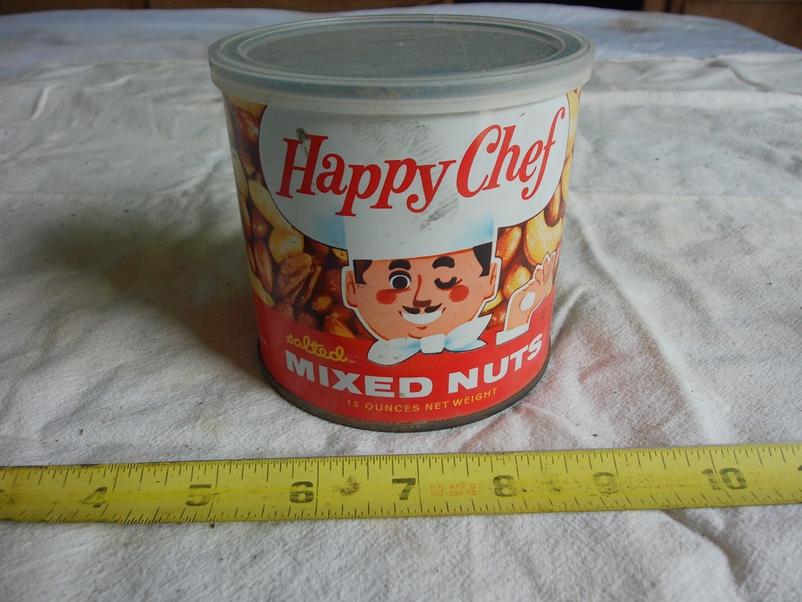 Vintage Empty Happy Chef Mixed Nuts Can Lot 26-28-CHL