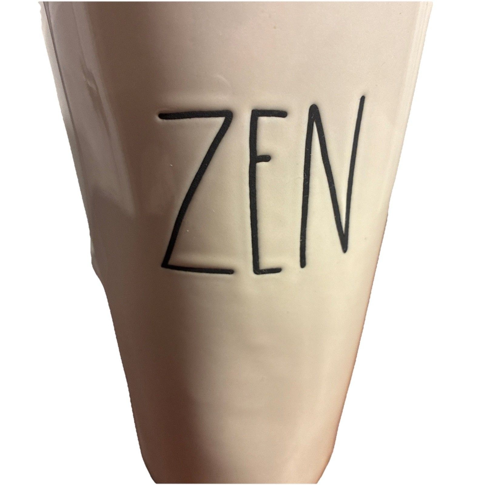 Rae Dunn Artisan Collection Ceramic Travel Tumbler W/ “ZEN” And Lid, 7”. New