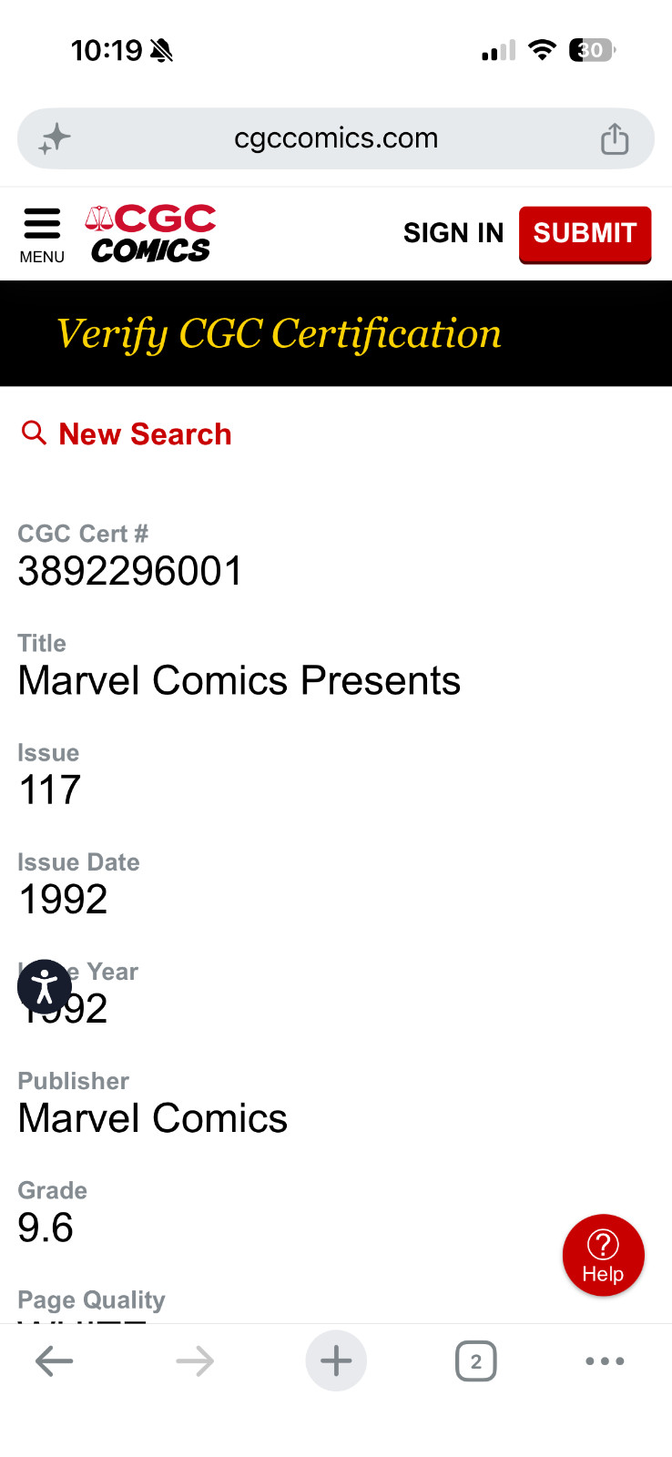 Marvel Comics Presents #117 CGC 9.6 White Pages — Wolverine/Venom Sam Keith