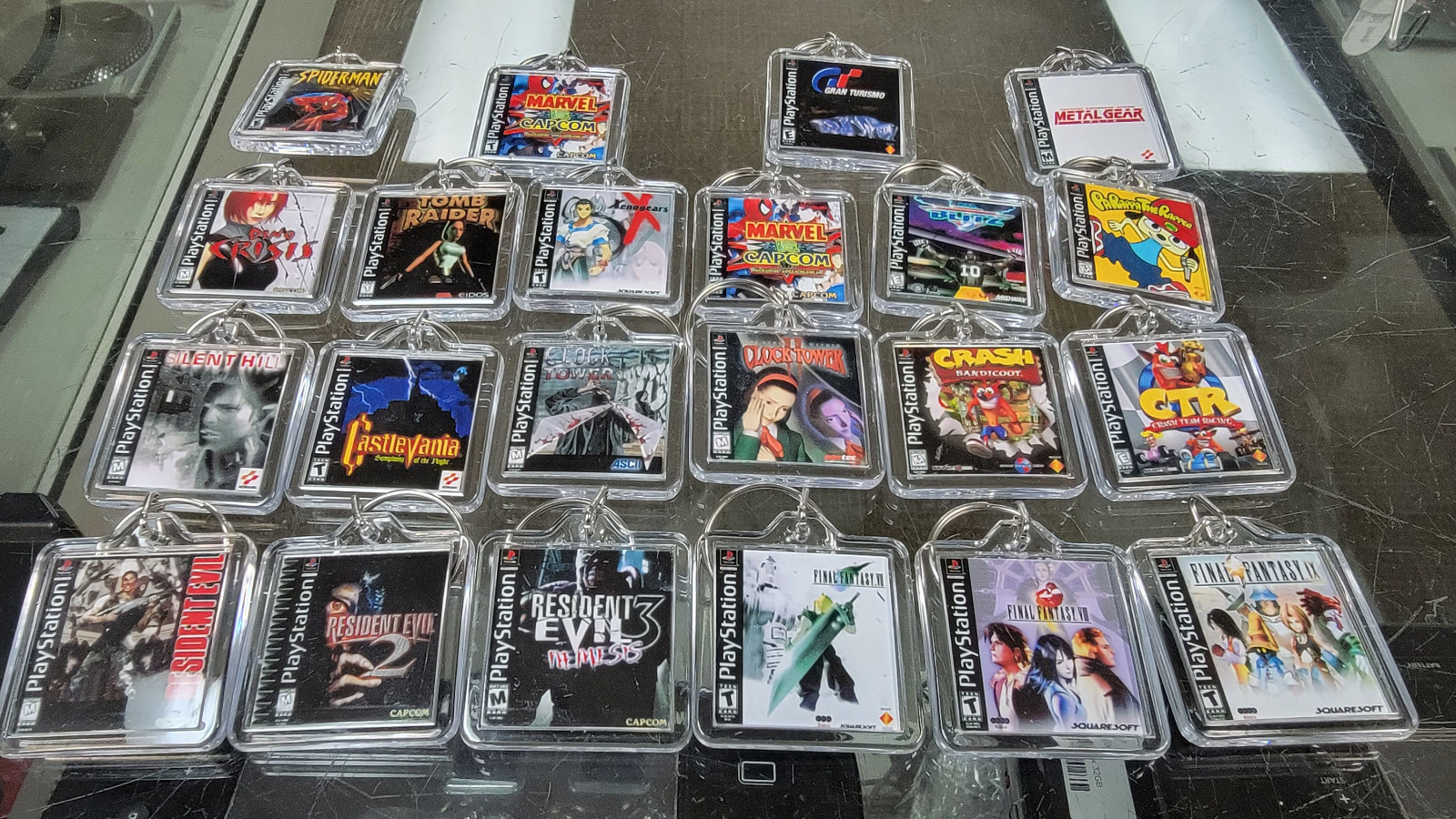 Playstation PS1 Game Art Video Game Keychain | Chain | Pendant (Front & Back)