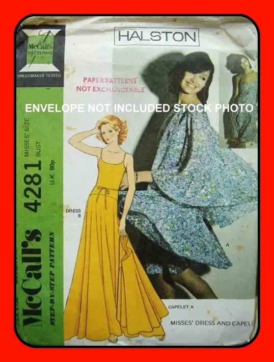 VTG 70’s Dress Pattern Cape Maxi or Knee-length McCall’s 4281 Size 10 FF