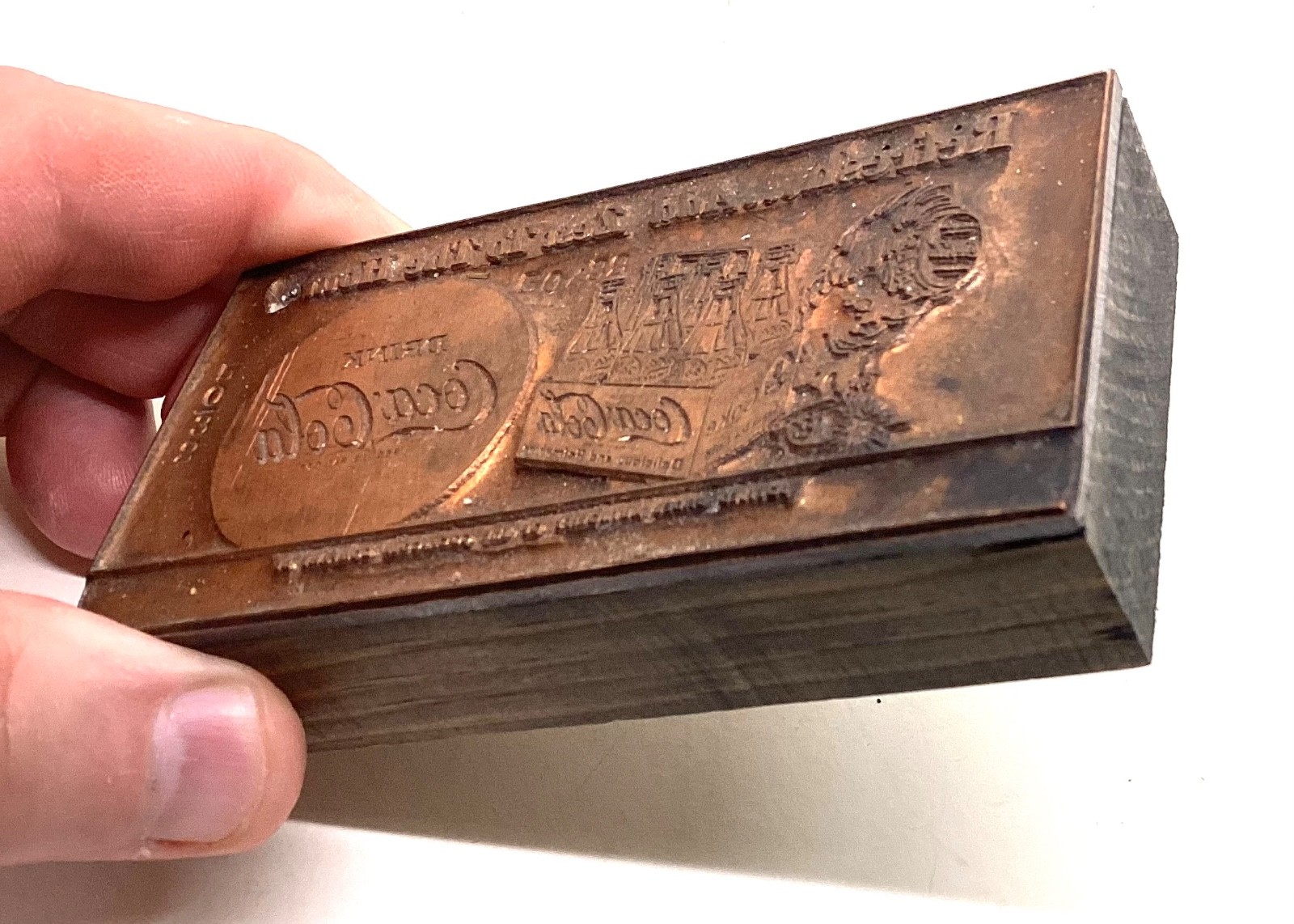 Coca Cola Copper Printing Plate / Block Sprite Boy 6 Bottle Carton