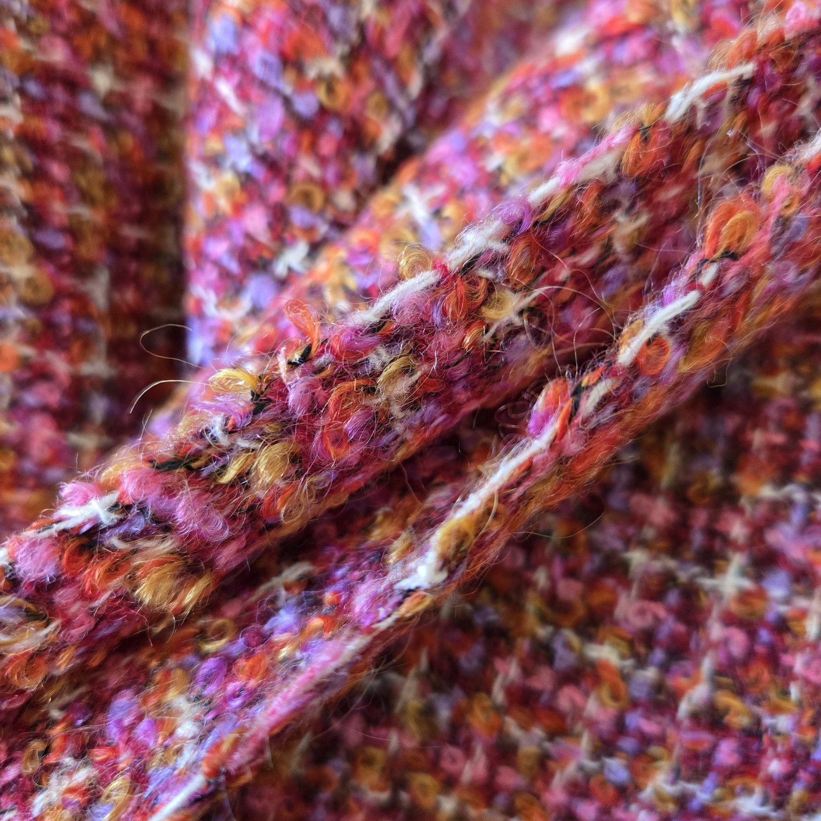 Vintage Wool Tweed Pink Colorful Fabric 1 1/2 Yards 48″ Wide
