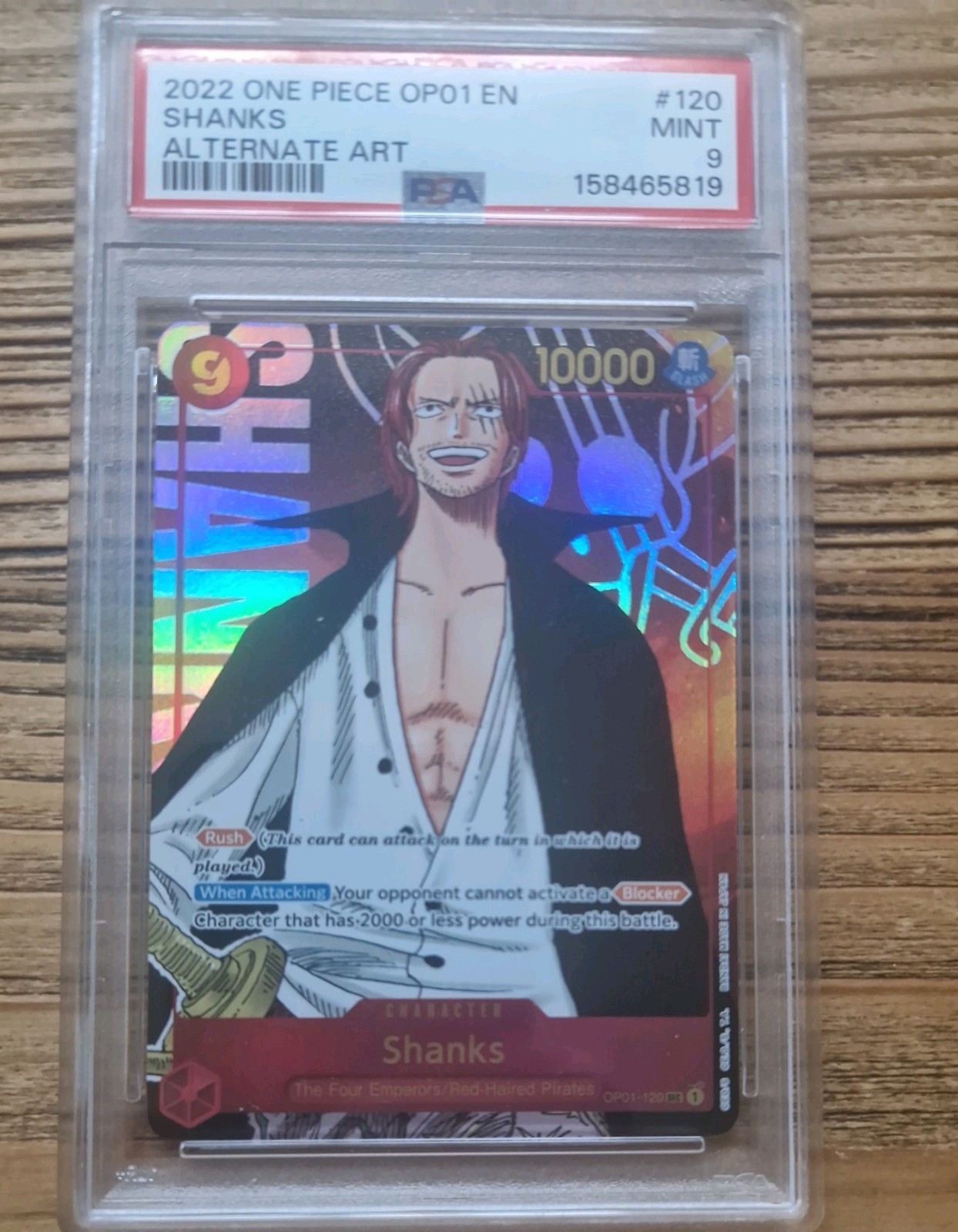 One Piece CCG OP01-120 Shanks Alt Art PSA 9