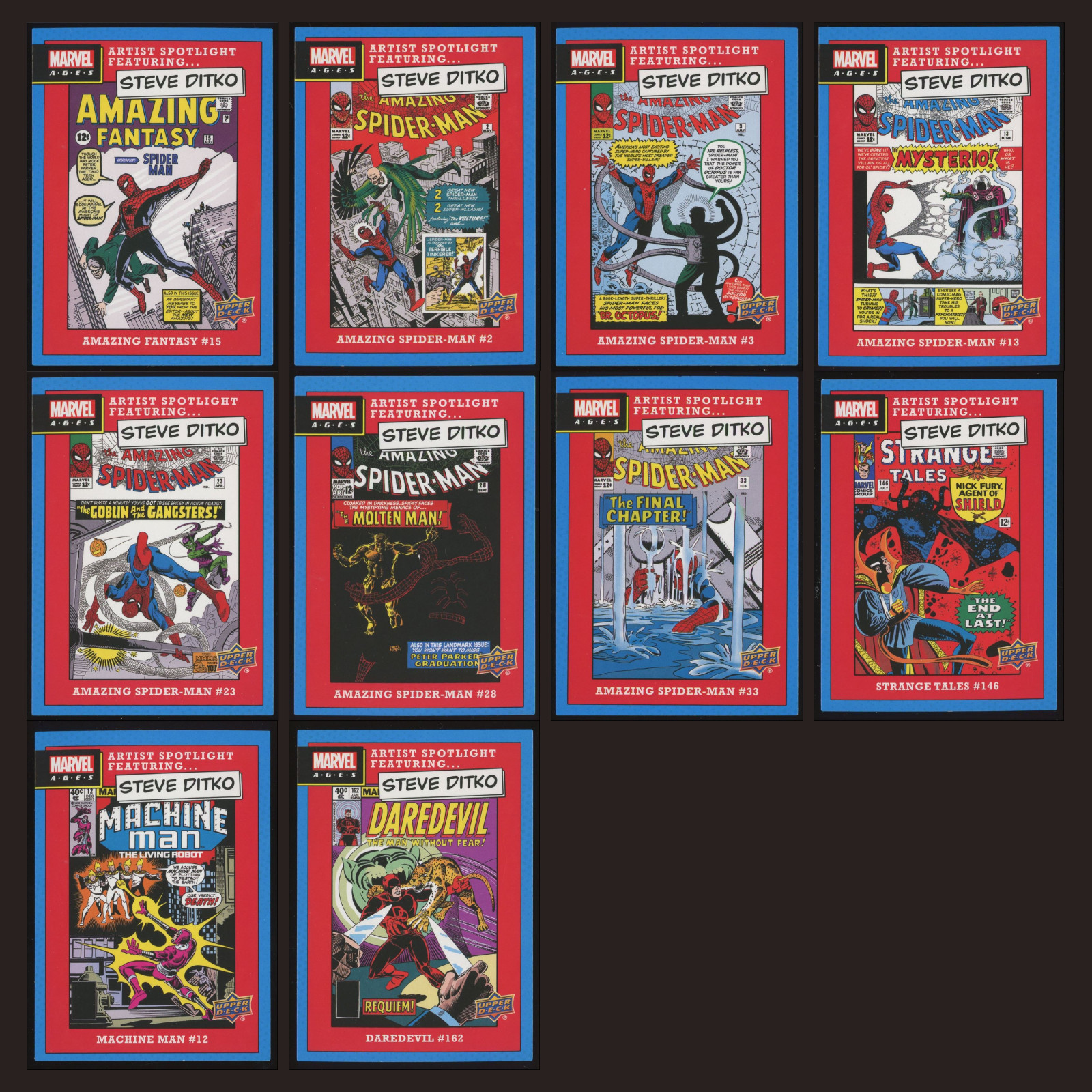 2020 Upper Deck Marvel Ages Artist Spotlight Steve Ditko Complete Set 10 Cards