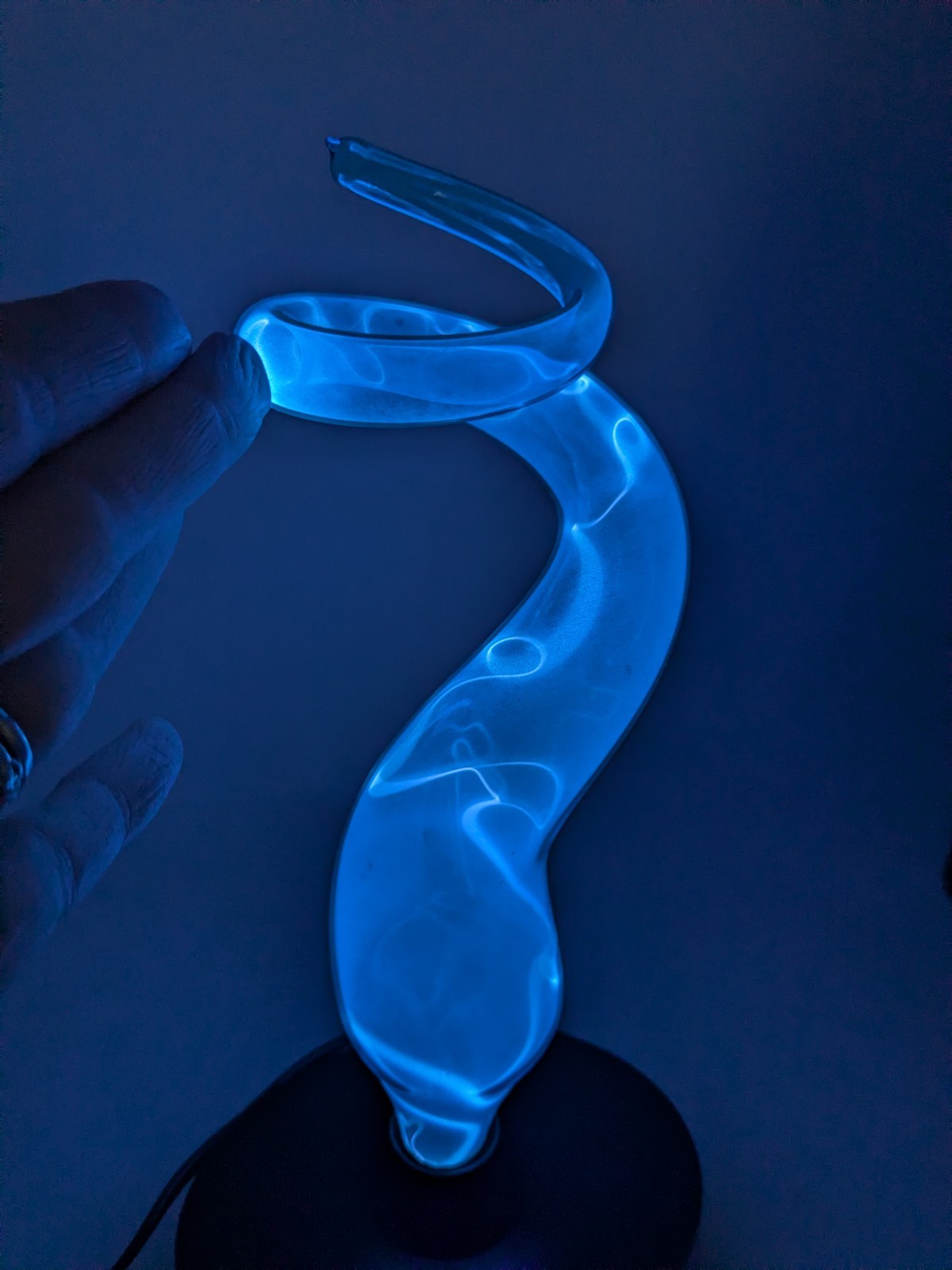 RARE LumiSource Sculptured Electra Mini Lamp Blue Glass Blue Phosphor Lightning