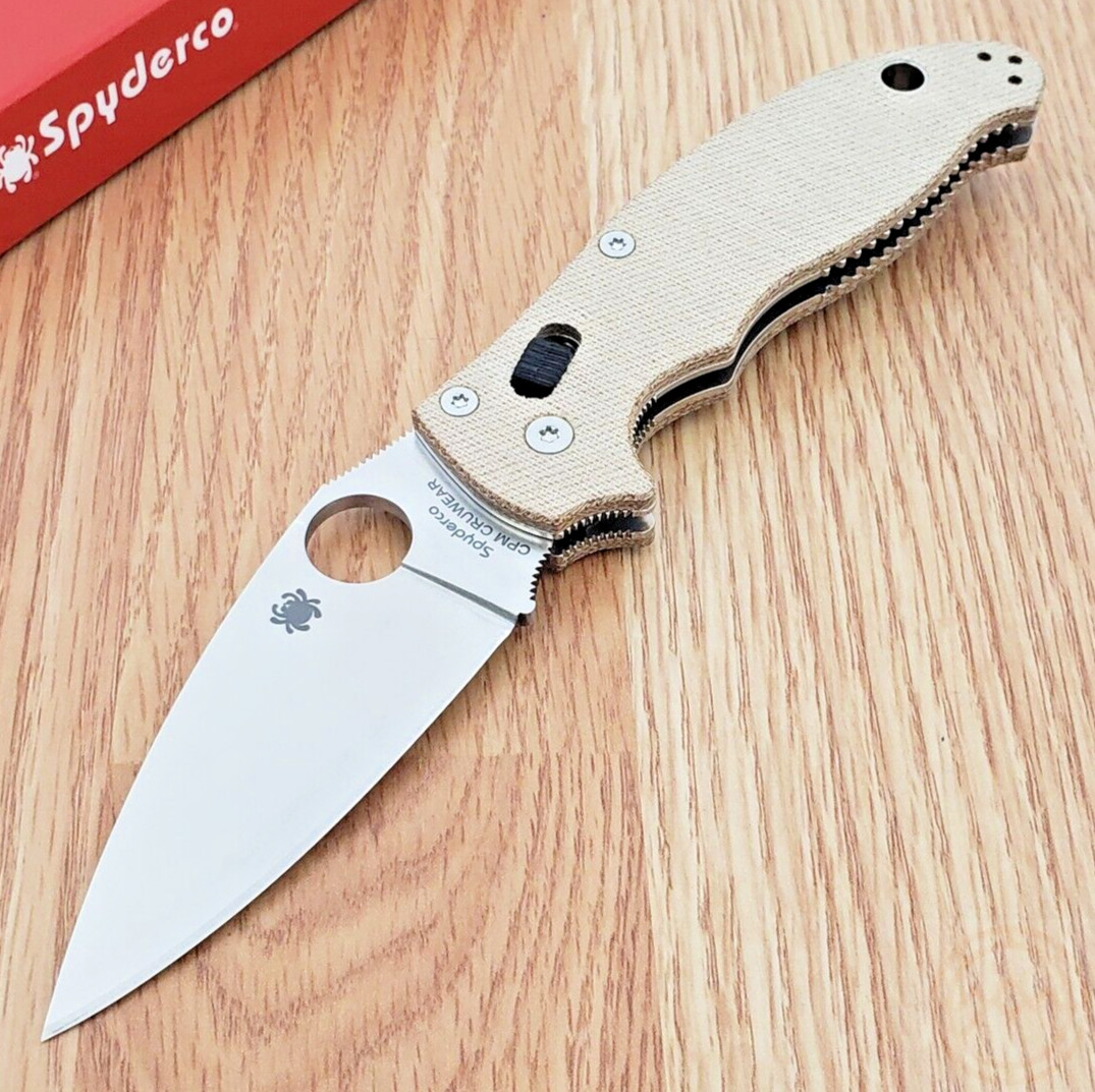 Spyderco Manix 2 Folding Knife 3.38″ CPM Cru-Wear Steel Blade Micarta Handle