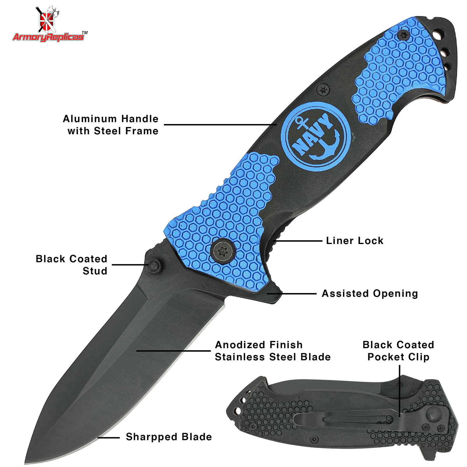 New High Quality Assisted Opening Survival Pocket Folding Knife Drop Point Blade