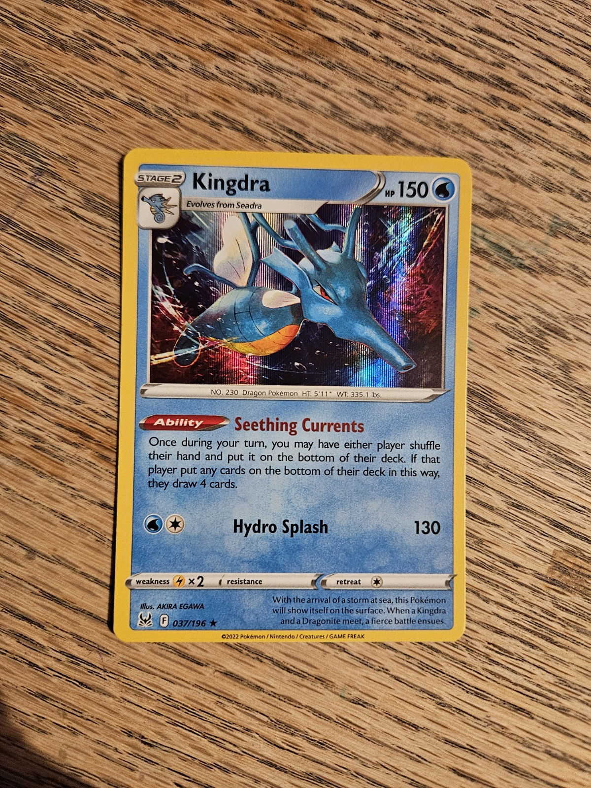 Kingdra 037/196 Holo Rare Lost Origin SW&SH Pokemon Cards TCG Pack Fresh Mint