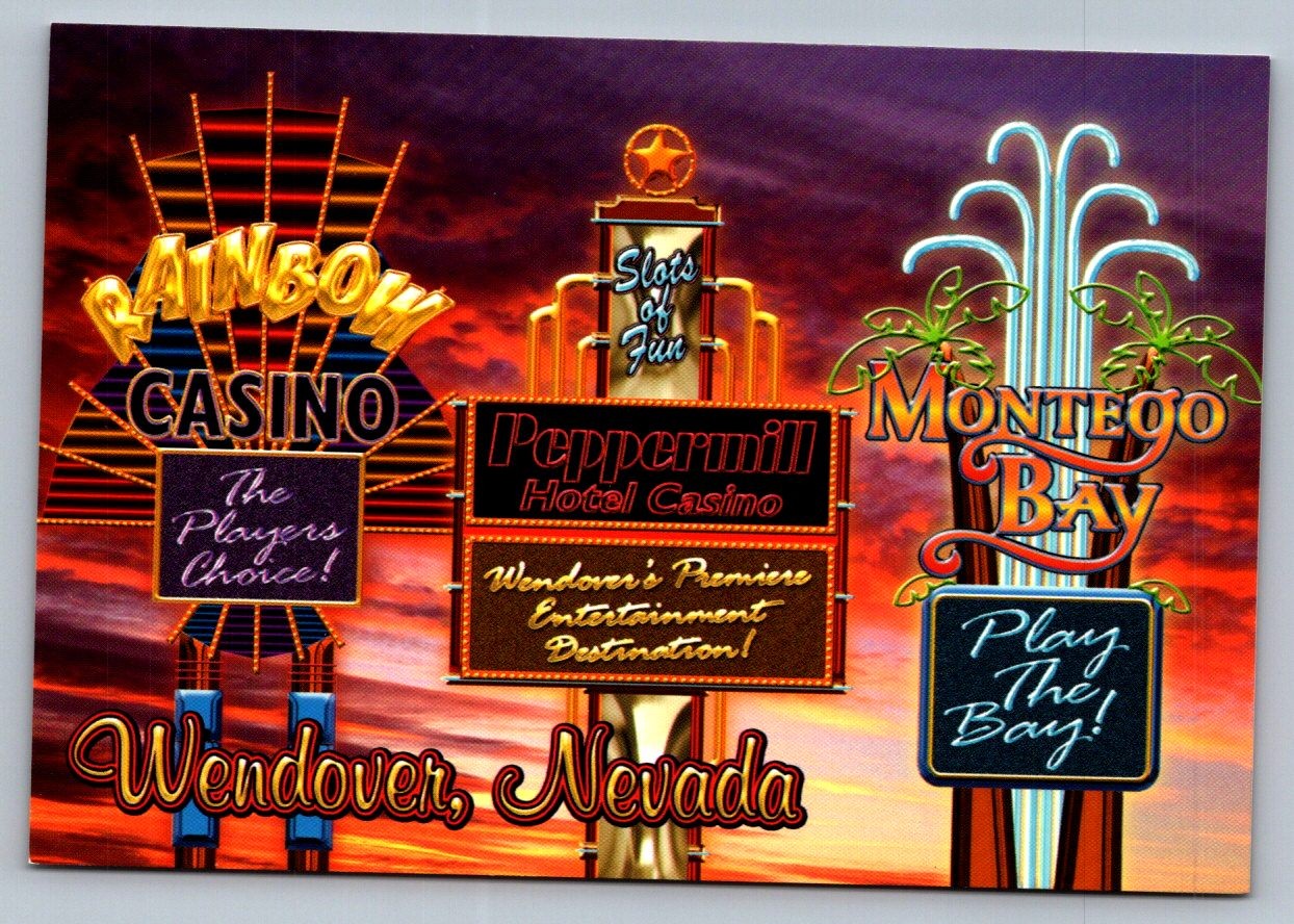 Postcard 2000s West Wendover NV Rainbow Peppermill Montego Bay Casinos