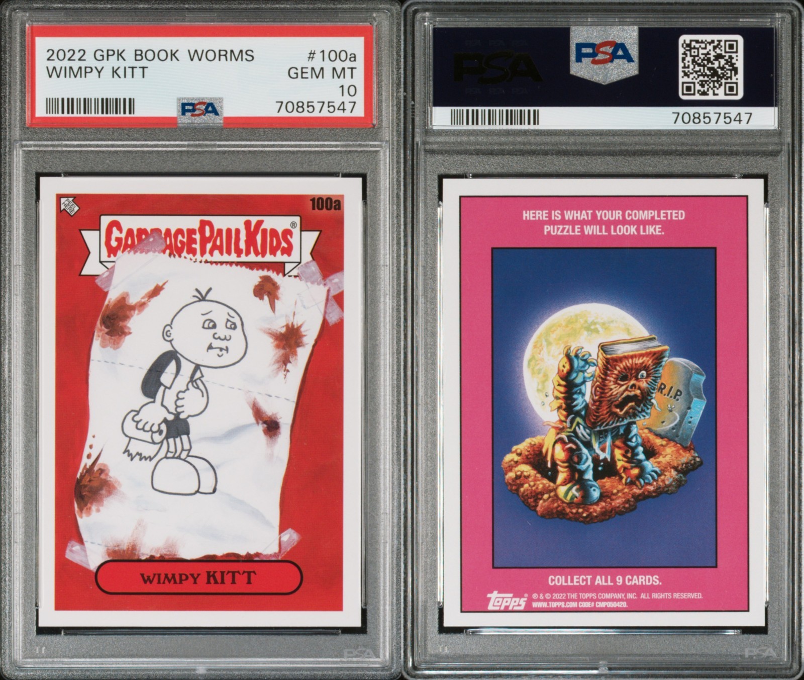PSA 10 2022 Garbage Pail BOOK WORMS WIMPY KITT #100a Diary Of A Wimpy Kid Parody