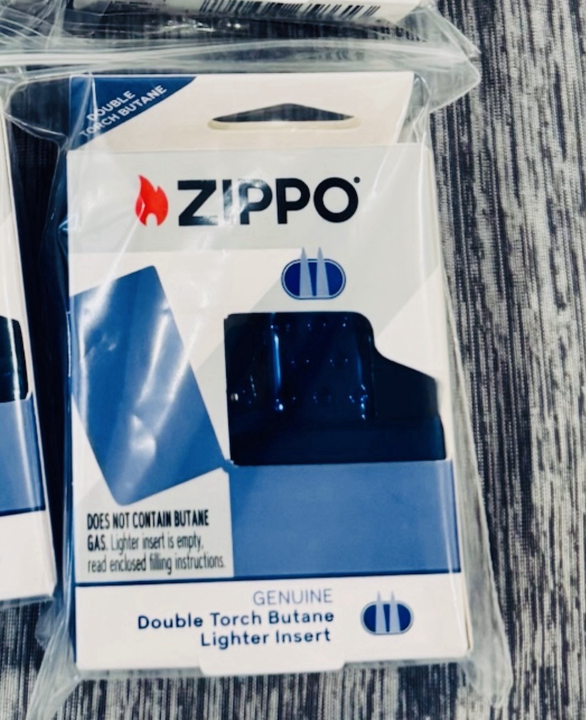 Zippo Double Torch Butane Lighter Insert Blue High polished Aluminum Retired
