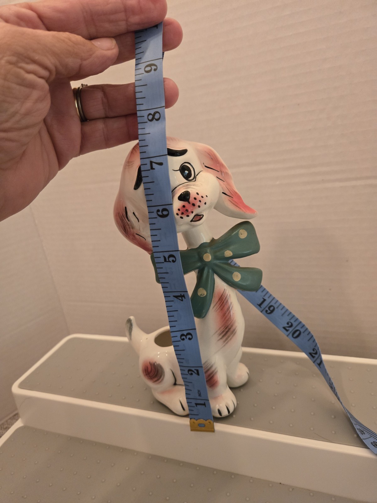 Vintage I.W.Rice Ceramic Dog Long Neck Bow MCM Japan Kitsch Anthropomorphic